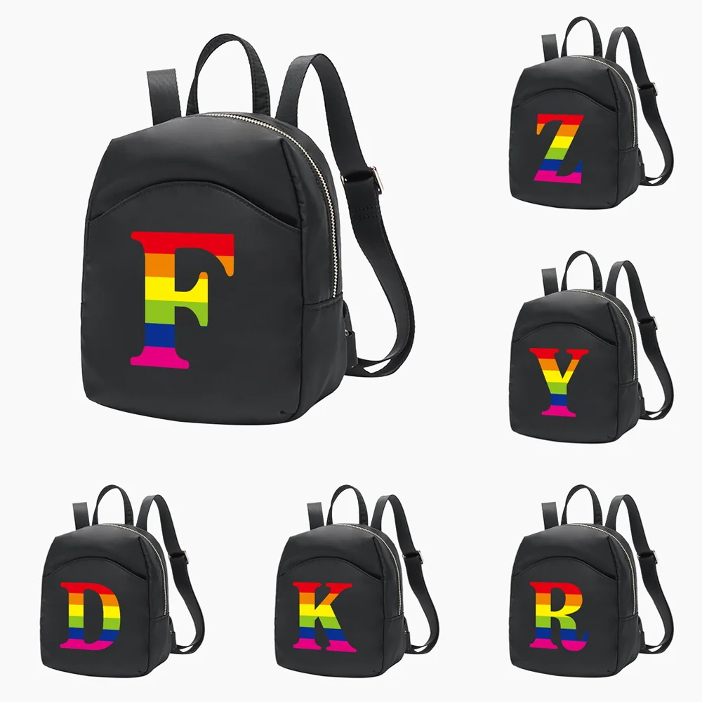 Women's Small Backpacks Black Female Bag Feminina Backpack Fashion Band Rainbow Letter School Bags for Teen Girls Knapsack 2023
Women's Small Backpacks Black Female Bag Feminina Backpack Fashion Band Rainbow Letter School Bags for Teen Girls Knapsack 2023