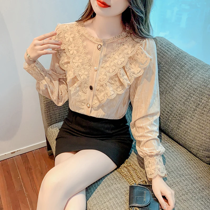 New Korean Fashion Ladies Lace Stitching Shirts Blouses Casual Women Tops Female Woman Button Up Shirt Girls Long Sleeve Blouse
New Korean Fashion Ladies Lace Stitching Shirts Blouses Casual Women Tops Female Woman Button Up Shirt Girls Long Sleeve Blouse