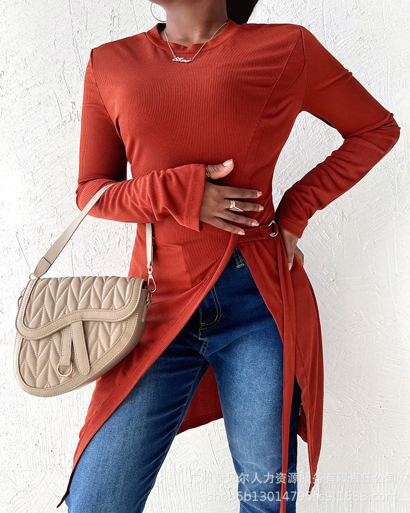 Tops for Women Blouse Slit Lace Up Solid Casual Shirts Female Long Sleeve Long Blouses 2022 New Spring Slim T-shirts
Tops for Women Blouse Slit Lace Up Solid Casual Shirts Female Long Sleeve Long Blouses 2022 New Spring Slim T-shirts