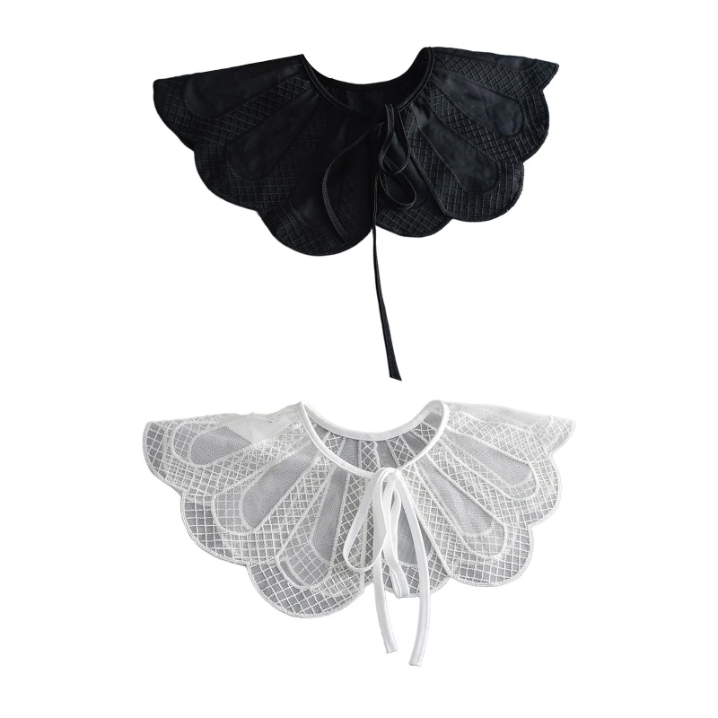 Women Sheer Mesh Shawl Detachable Collar Embroidery Diamond Plaid Lapel Half Shirt Lace-Up Bowknot Neckerchief Capelet
Women Sheer Mesh Shawl Detachable Collar Embroidery Diamond Plaid Lapel Half Shirt Lace-Up Bowknot Neckerchief Capelet