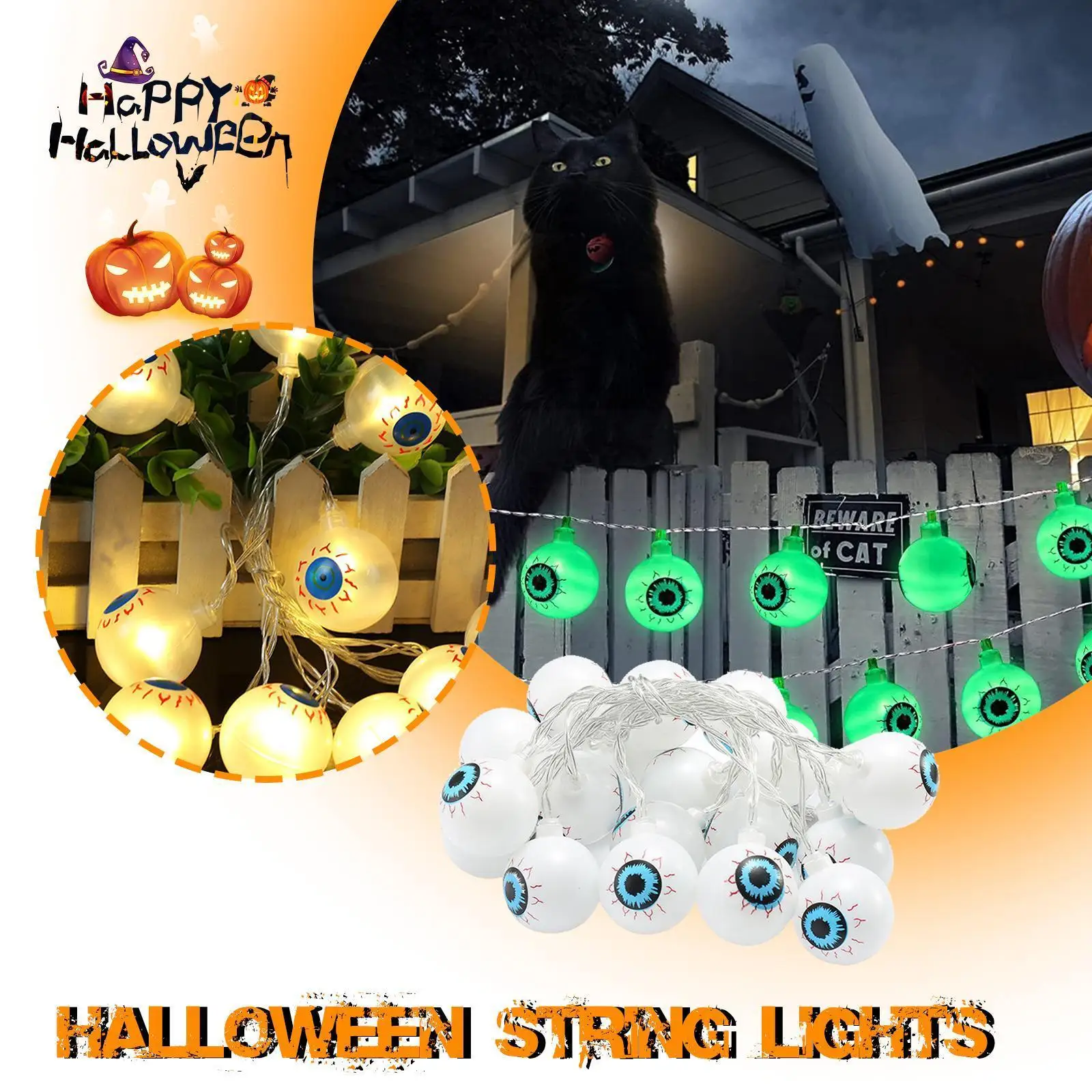 Halloween String Lights Outdoor LED Ball String Lights Street Decoration Horror Party Garden Halloween Holiday Lamp Ghost L Q8R4
Halloween String Lights Outdoor LED Ball String Lights Street Decoration Horror Party Garden Halloween Holiday Lamp Ghost L Q8R4