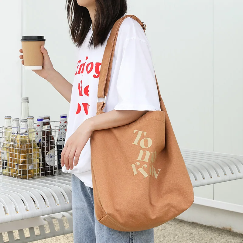 Fashion Casual Letter Canvas Handbags Women Simple Female Tomorrow Printing Luxury Designer Shoulder Bags Student Class Tote Bag 
Fashion Casual Letter Canvas Handbags Women Simple Female Tomorrow Printing Luxury Designer Shoulder Bags Student Class Tote Bag