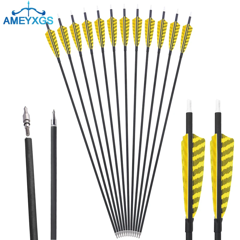 6/12pcs Carbon Arrow with Natural Turkey Feathers 32inch Spine 500 ID 6.2mm Arrow Shaft for Archery Shooting Hunting Accessories
6/12pcs Carbon Arrow with Natural Turkey Feathers 32inch Spine 500 ID 6.2mm Arrow Shaft for Archery Shooting Hunting Accessories