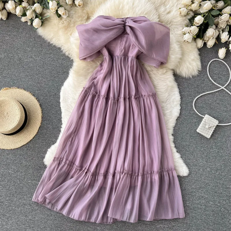 Fashionable temperament off-the-shoulder tube top dress high waist chiffon elegant swing over the knee long skirt summer
Fashionable temperament off-the-shoulder tube top dress high waist chiffon elegant swing over the knee long skirt summer