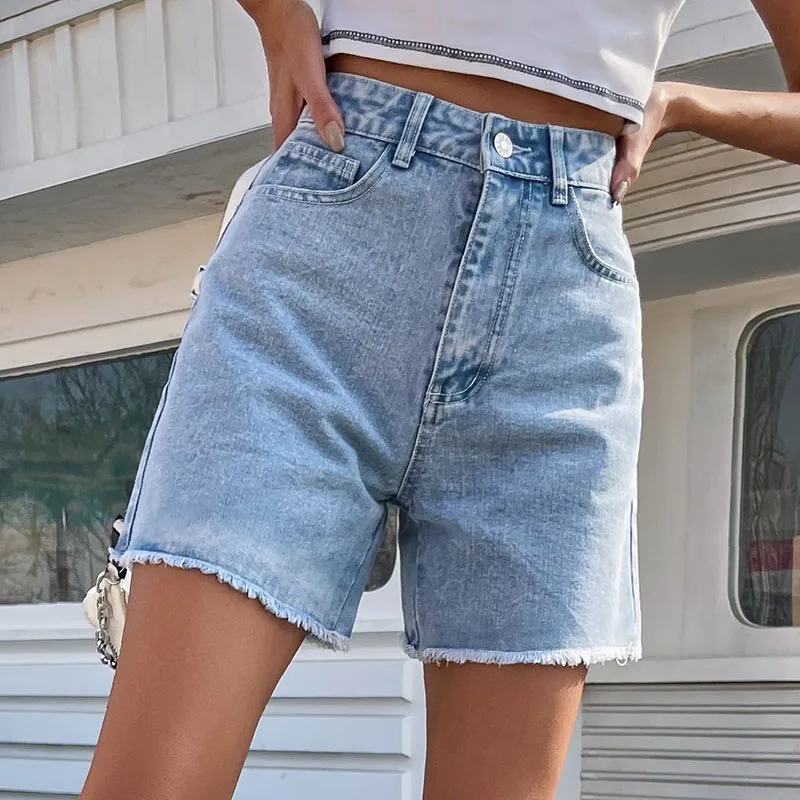 

Шорты Lucyever женские джинсовые с завышенной талией, повседневные свободные брюки из денима, на пуговицах, в уличном стиле, синие, лето 2023