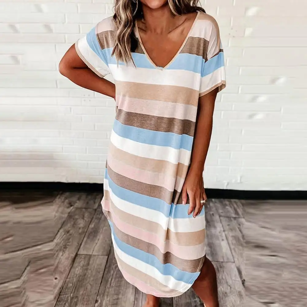 T-shirt Dress Popular Comfy V-Neck Elegant Striped Print Office Lady Dress Female Clothes Casual Dress Casual Dress
T-shirt Dress Popular Comfy V-Neck Elegant Striped Print Office Lady Dress Female Clothes Casual Dress Casual Dress