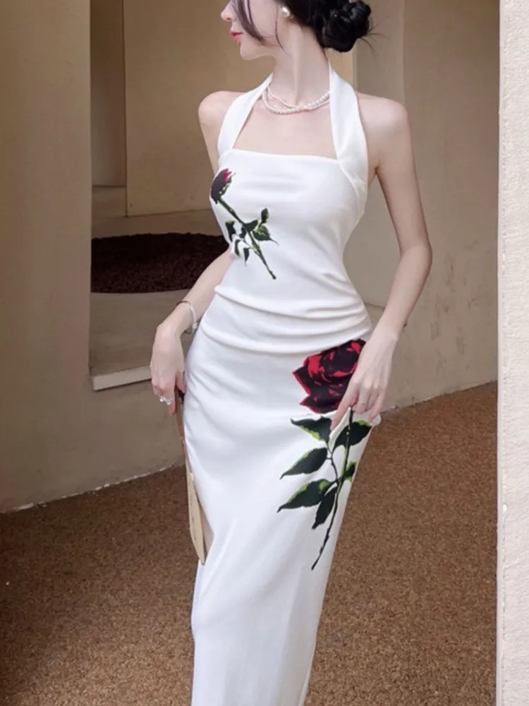 Women Sexy Halter Rose Dress Lady Chic Slim Party Dress Summer Fashion Korean Style Fashion Sundress
Women Sexy Halter Rose Dress Lady Chic Slim Party Dress Summer Fashion Korean Style Fashion Sundress