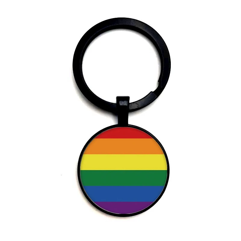 

2022 Gay Pride Rainbow Rainbow Stripe Gay Glass Cabochon Pendant Keychain Lesbian Jewelry