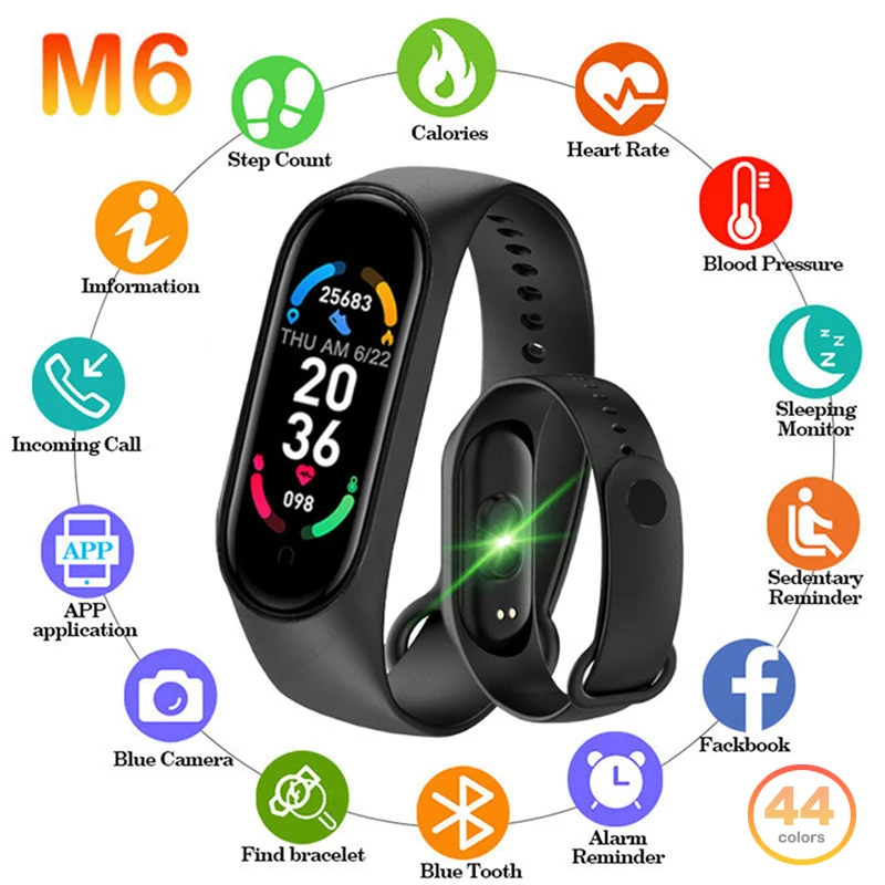 NEW Women M6 Smart Watch Men Sport Fitness Tracker Heart Rate Blood Pressure Monitor Message Push Music Control Digital Bracelet
NEW Women M6 Smart Watch Men Sport Fitness Tracker Heart Rate Blood Pressure Monitor Message Push Music Control Digital Bracelet