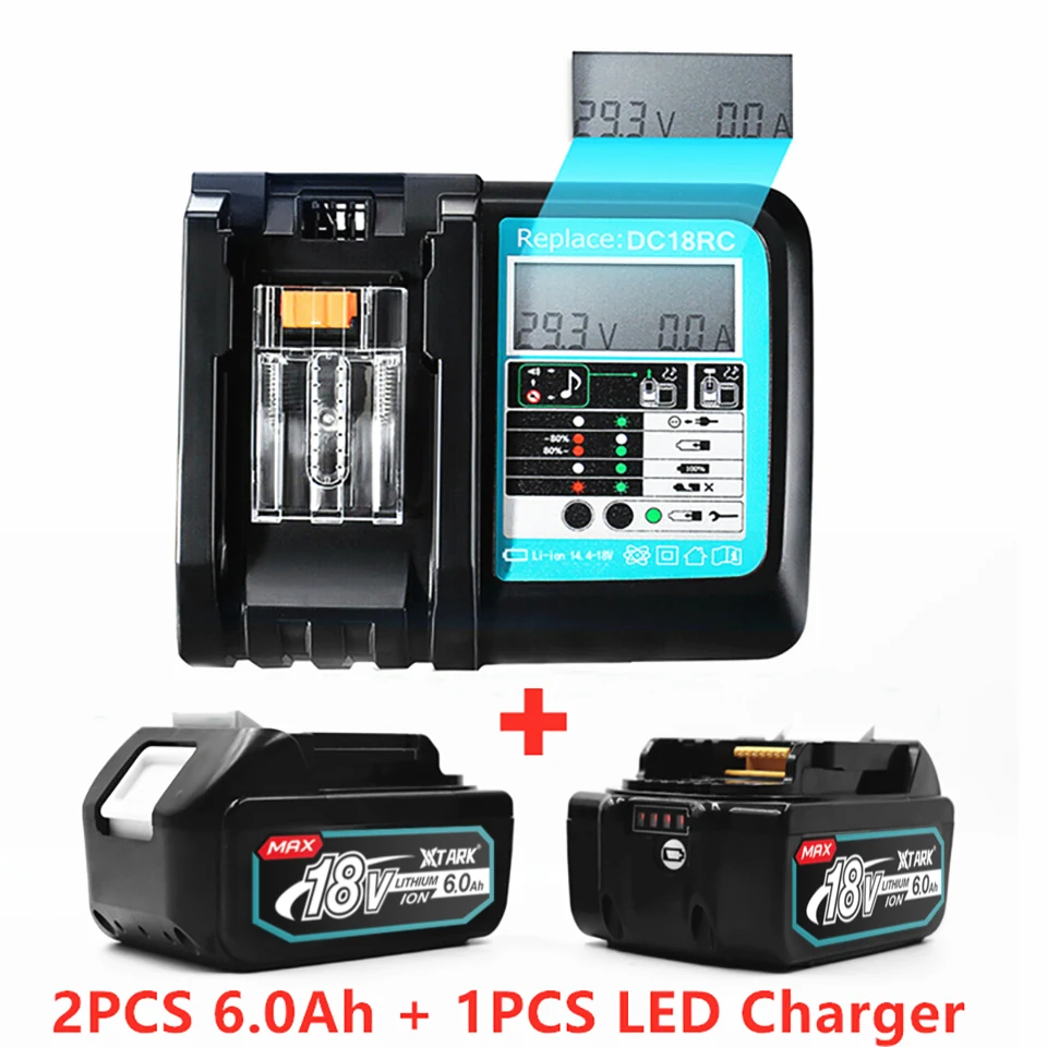 NEW With LCD Charger Rechargeable Battery 18 V 6000mAh Lithium ion for Makita 18v Battery 6Ah BL1840 BL1850 BL1830 BL1860 LXT400
NEW With LCD Charger Rechargeable Battery 18 V 6000mAh Lithium ion for Makita 18v Battery 6Ah BL1840 BL1850 BL1830 BL1860 LXT400