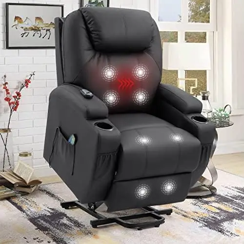Lift Recliner Chair with Massage and Heating Functions, PU Leather Sofa with Remote Control and Two Cup Holders, Suitable for Li
Lift Recliner Chair with Massage and Heating Functions, PU Leather Sofa with Remote Control and Two Cup Holders, Suitable for Li