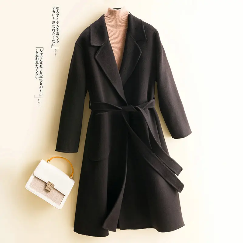 Double-sided Cashmere Coat Women's Mid length New Hepburn Style Small Lace Up Woolen Coat Women
Double-sided Cashmere Coat Women's Mid length New Hepburn Style Small Lace Up Woolen Coat Women