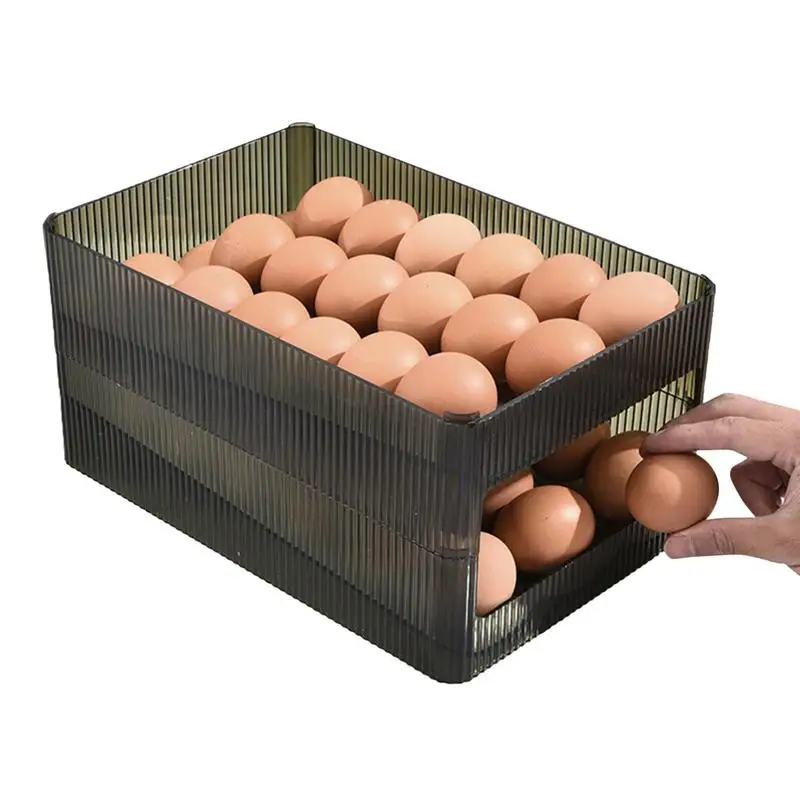 

Вместительный органайзер для яиц, автоматический роликовый ящик для хранения яиц, контейнер для холодильника, прозрачный двухуровневый штабелируемый стеллаж для хранения яиц
