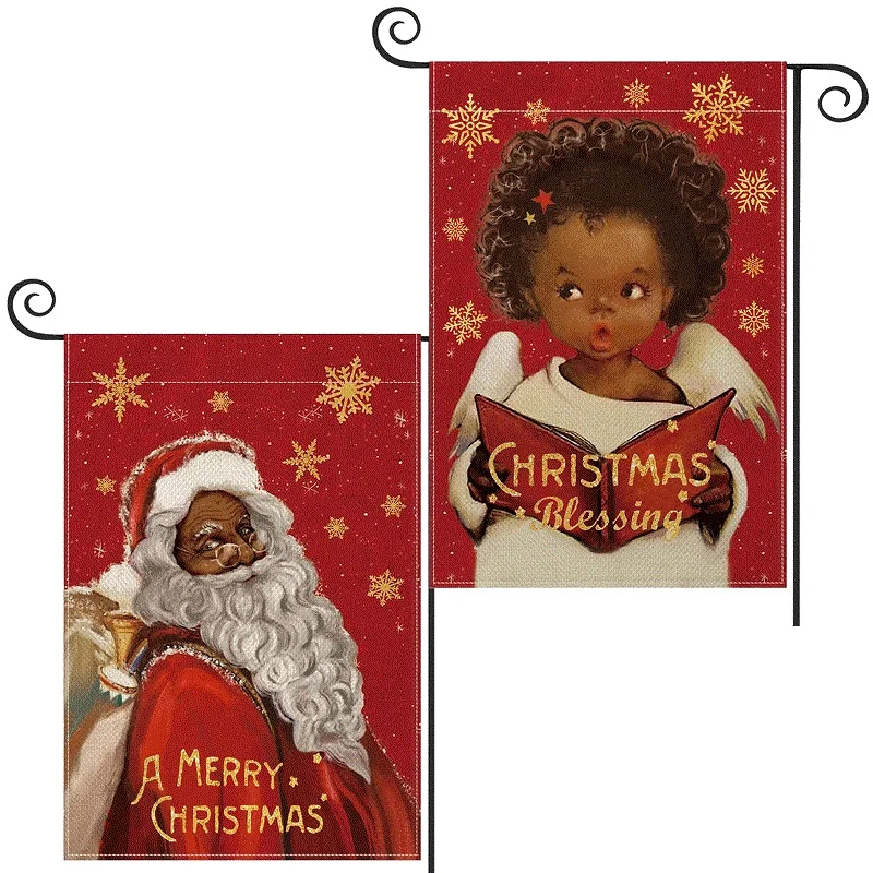 2Pcs Christmas Black Santa Claus Garden Flag Black Girl Garden Flag Double Sided Vertical Burlap Christmas Blessing Flag 30*45cm
2Pcs Christmas Black Santa Claus Garden Flag Black Girl Garden Flag Double Sided Vertical Burlap Christmas Blessing Flag 30*45cm