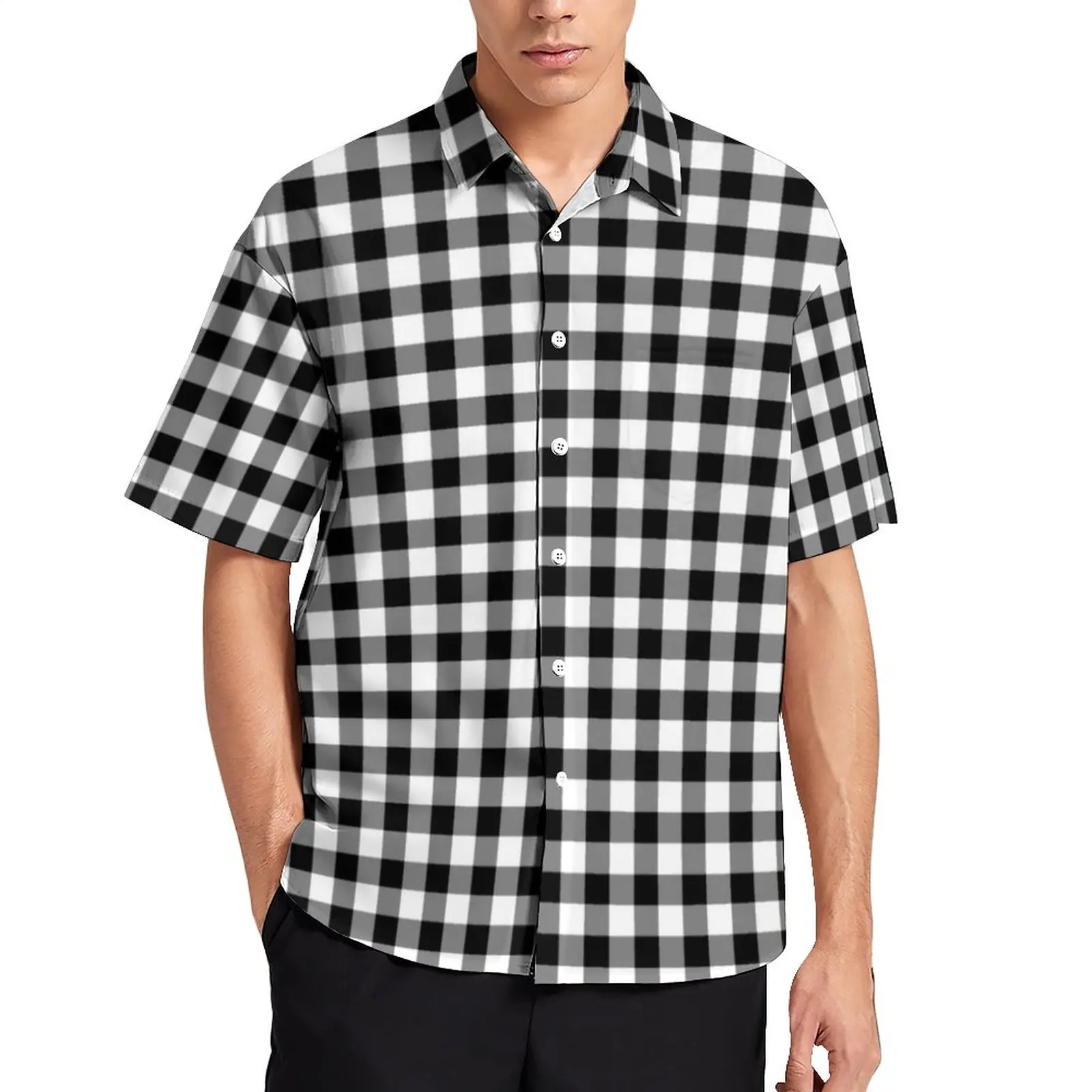 Retro Plaid Print Casual Shirt Black White Checkered Beach Shirt Hawaiian Stylish Blouses Short Sleeve Print Oversize Top
Retro Plaid Print Casual Shirt Black White Checkered Beach Shirt Hawaiian Stylish Blouses Short Sleeve Print Oversize Top
