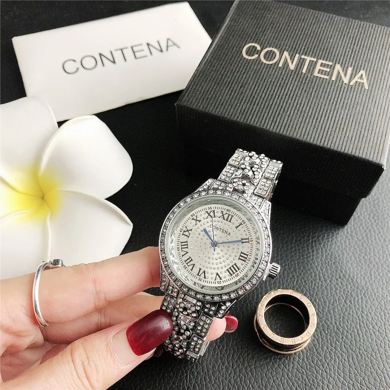 

Новые Модные Роскошные наручные часы Contena 2023, часы с бриллиантами для женщин, часы с полной дрелью, кварцевые часы, подарок для девушки, Reloj O