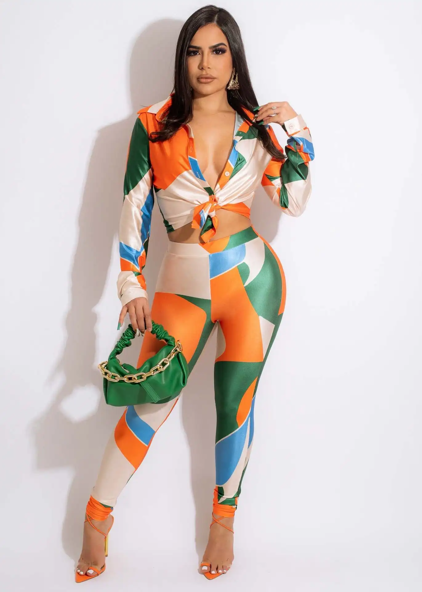 Autumn Fashion Print Two Piece Set Women Sexy Print Lace Up Long Sleeve Shirt Slim Trousers Two Piece Suit Women
Autumn Fashion Print Two Piece Set Women Sexy Print Lace Up Long Sleeve Shirt Slim Trousers Two Piece Suit Women