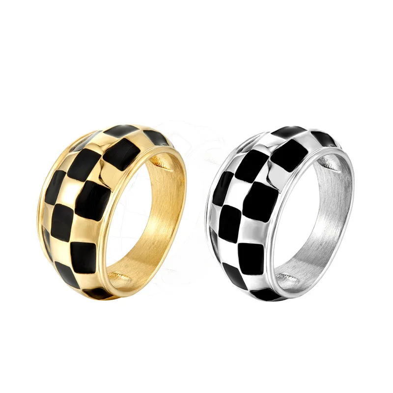 Fashion Black and White Checkered Titanium Steel Ring Hip Hop 14k Ring Ladies INS Ring Ladies High Quality Ring Gift
Fashion Black and White Checkered Titanium Steel Ring Hip Hop 14k Ring Ladies INS Ring Ladies High Quality Ring Gift