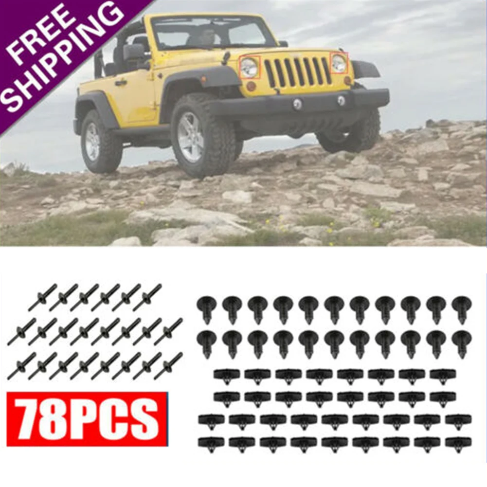 78PCS Full Fender Flare Hardware Clip Mounting Kit For Jeep Wrangler JK 07-18 Plastic Black Fastener Screw Exterior Parts
78PCS Full Fender Flare Hardware Clip Mounting Kit For Jeep Wrangler JK 07-18 Plastic Black Fastener Screw Exterior Parts