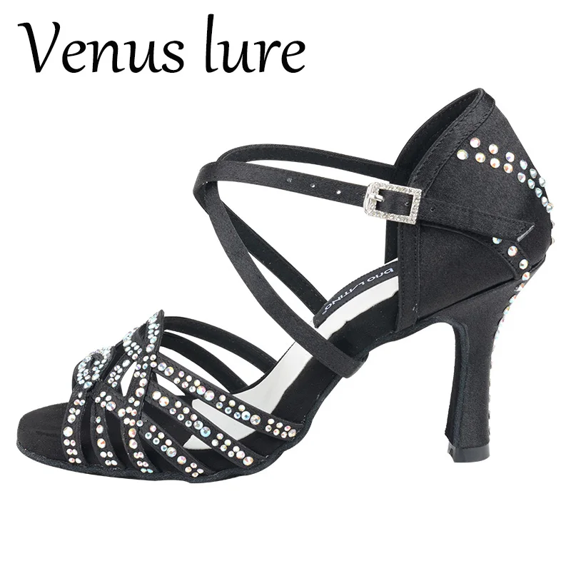 Venus Lure Shiny Small Stones Ladies Sandal for Ballroom Dance Black Satin 8.5CM
Venus Lure Shiny Small Stones Ladies Sandal for Ballroom Dance Black Satin 8.5CM