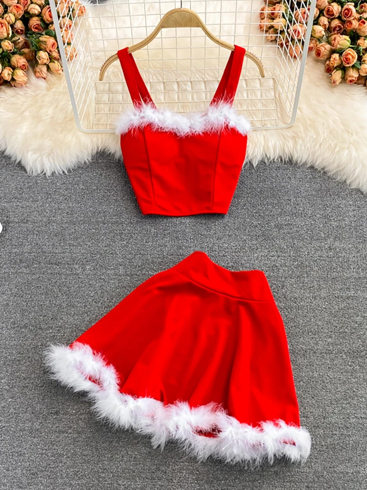 Summer Sexy Pink/Red Party Two Piece Set Women Elegant Spaghetti Strap Camis + High Waist Mini Skirt Female Club Sets Christmas
Summer Sexy Pink/Red Party Two Piece Set Women Elegant Spaghetti Strap Camis + High Waist Mini Skirt Female Club Sets Christmas
