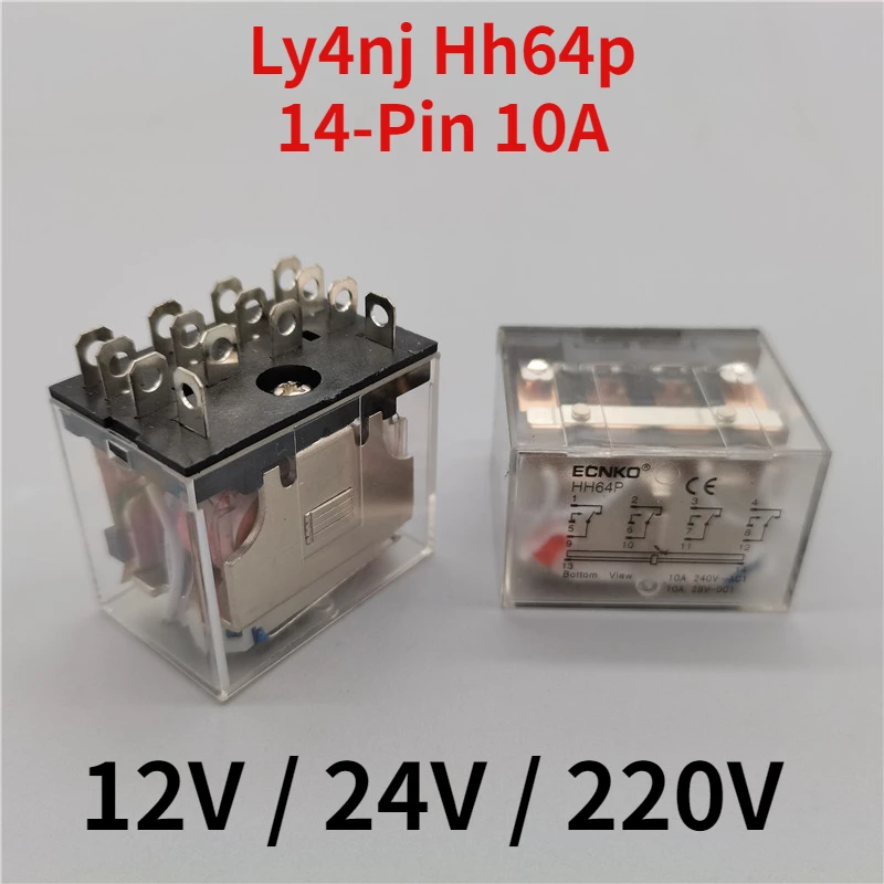 Ly4nj Hh64p Miniature Relay P143 14-Pin 10A with LED Intermediate Relay 12V / 24V / 220V 10A General Switch Relay with base
Ly4nj Hh64p Miniature Relay P143 14-Pin 10A with LED Intermediate Relay 12V / 24V / 220V 10A General Switch Relay with base