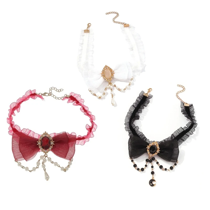 85WB Sweet Bow-knot Choker Necklace Exquisite Artificial Pearl Lace Collar Choker Ins
85WB Sweet Bow-knot Choker Necklace Exquisite Artificial Pearl Lace Collar Choker Ins