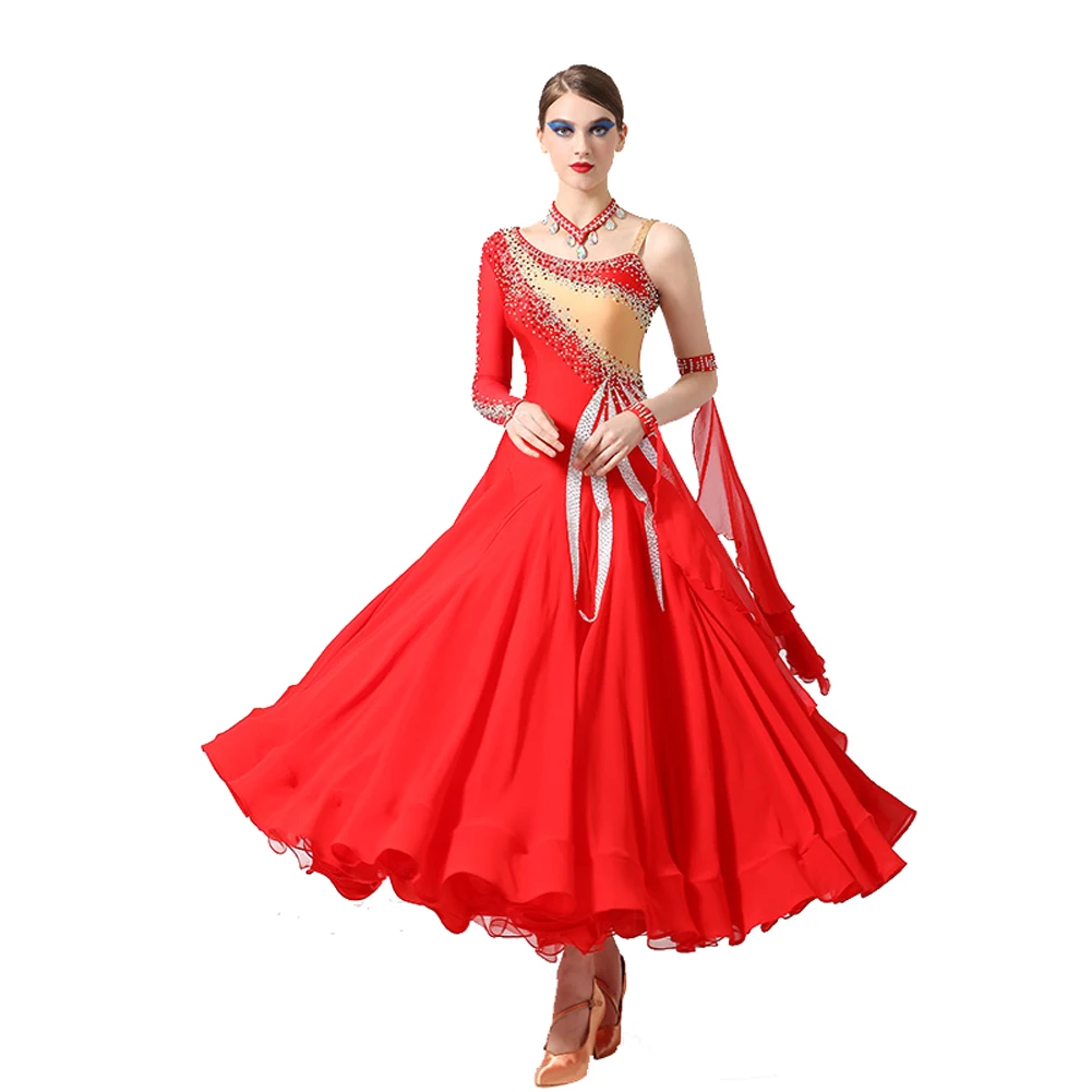 

Standard Ballroom Dress Ballroom Dance Competition Dresses Foxtrot Dance Dress Rhinestones Tango Dance Costumes Women Dance Wear