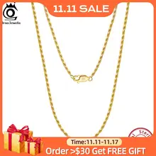 ORSA JEWELS 18K Gold over Authentic 925 Sterling Silver 1.7mm Diamond-Cut Rope Chain Necklace for Man Woman Twist Chain SC29