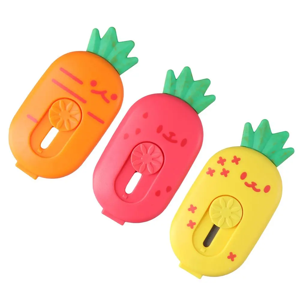 

3PCS Portable Box Cutter Carton Opener Retractable Pineapple Shape Cutting Tool Utility Knife Letter Opener