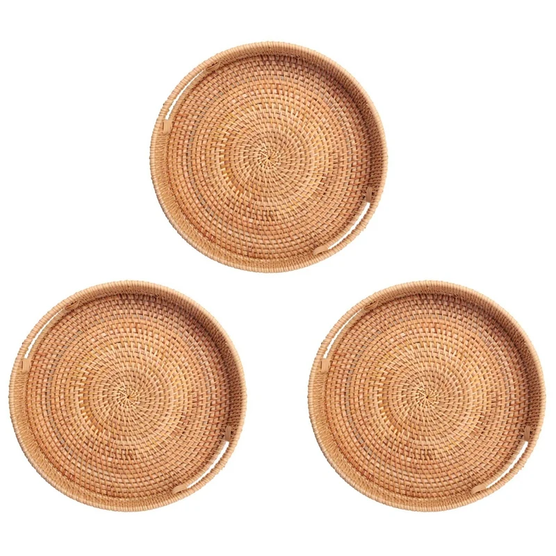 AFBC 3X Round Rattan Woven Serving Tray With Handles Ottoman Tray For Breakfast, Drinks, Snack For Coffee Table Decorative
AFBC 3X Round Rattan Woven Serving Tray With Handles Ottoman Tray For Breakfast, Drinks, Snack For Coffee Table Decorative