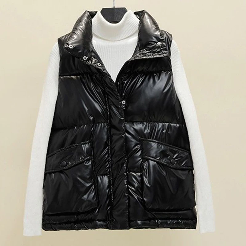 Rimocy 2022 Mandarin Collar Black Vest for Women Sleeveless Glossy Down Cotton Jacket Woman Autumn Winter Puffer Warm Waistcoat
Rimocy 2022 Mandarin Collar Black Vest for Women Sleeveless Glossy Down Cotton Jacket Woman Autumn Winter Puffer Warm Waistcoat