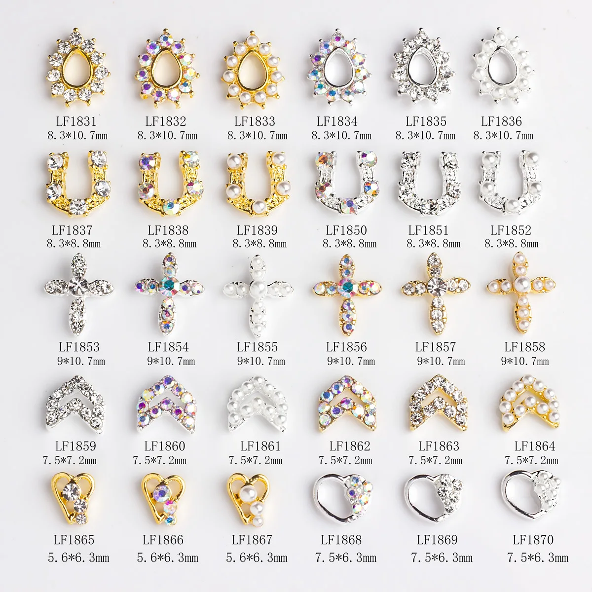 10pcs Alloy U Type Nail Art Charms Cross Art Jewelry Manicure Nail Love Heart Pearl Nails Charm Crystal Diamonds Luxury Decor
10pcs Alloy U Type Nail Art Charms Cross Art Jewelry Manicure Nail Love Heart Pearl Nails Charm Crystal Diamonds Luxury Decor
