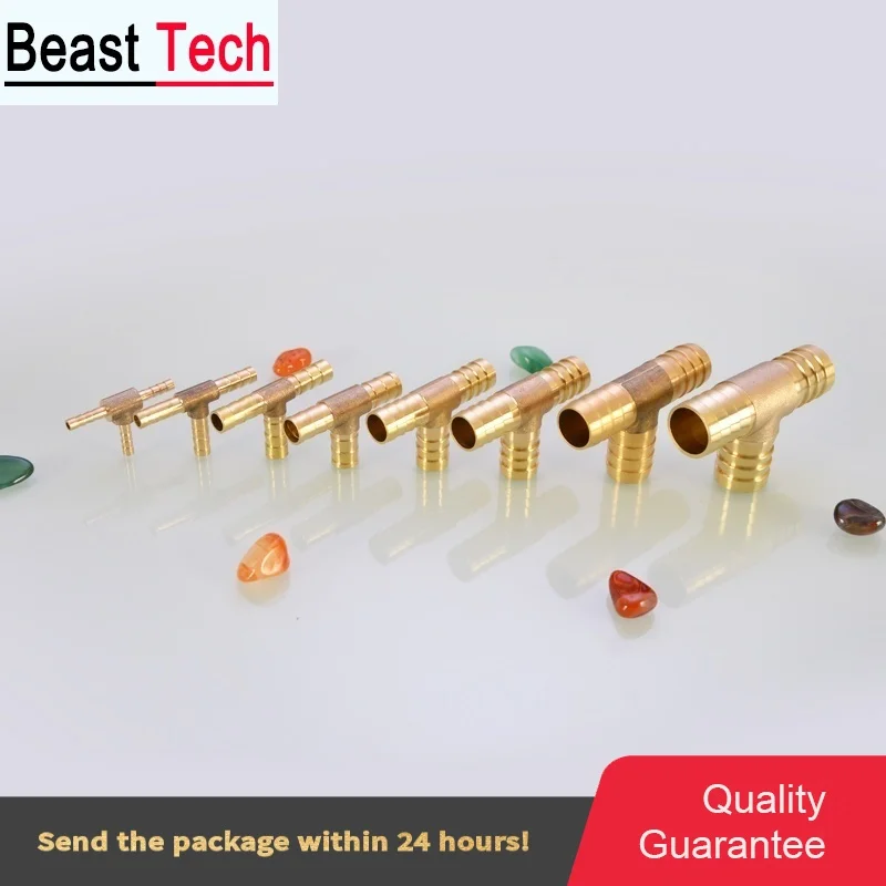 

4/6/8/10/12/14/16/19 / 25mm All copper T-shaped three-fork Green head water pipe hose trachea connector