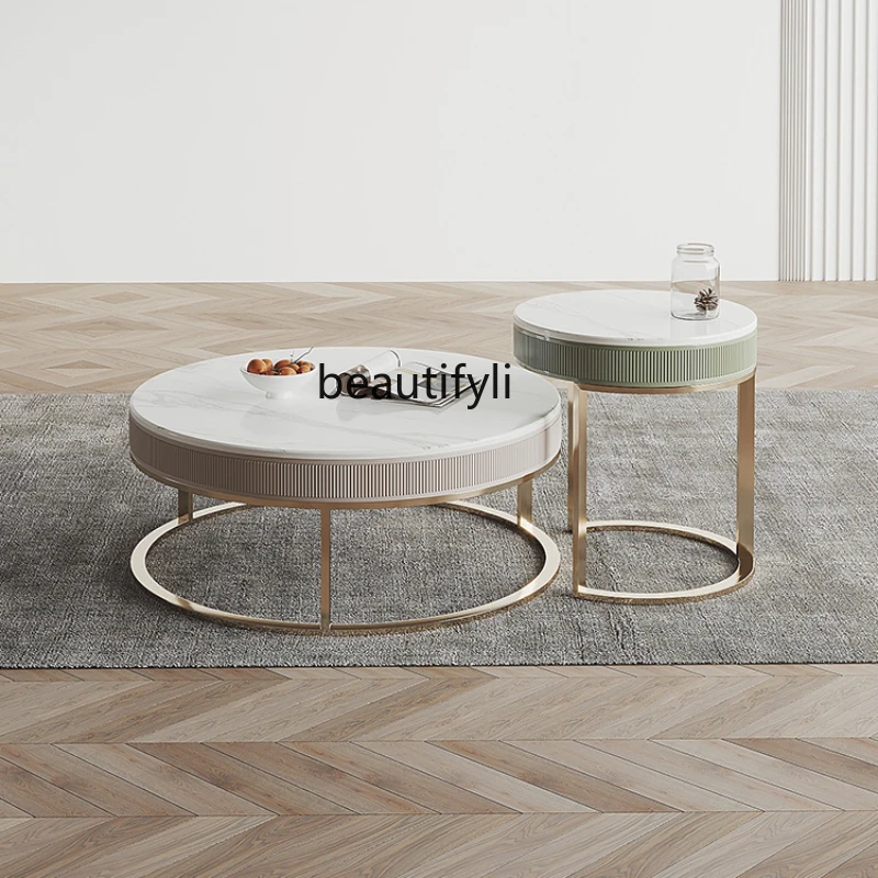yj Nordic Modern Light Luxury Stainless Steel round Striped Retractable Coffee Table Combination
yj Nordic Modern Light Luxury Stainless Steel round Striped Retractable Coffee Table Combination