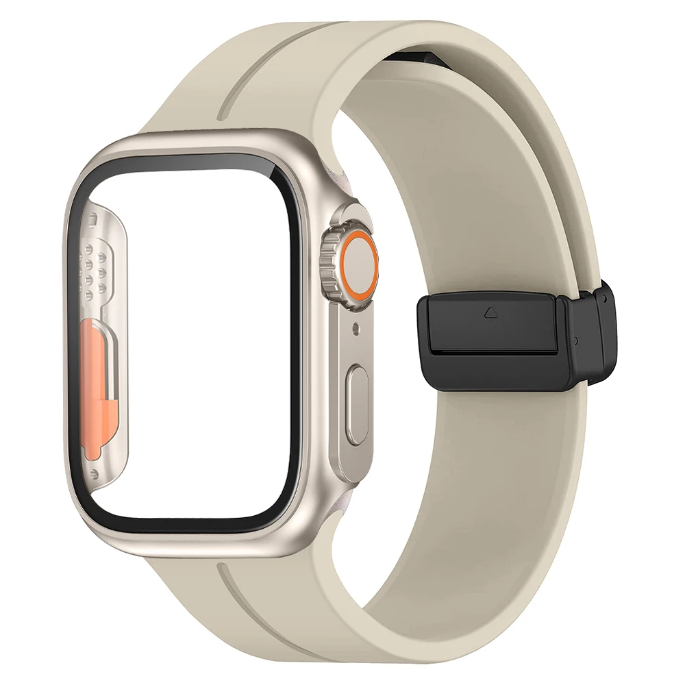 Strap+Glass+case For Apple watch band 44mm 45mm 41mm 40mm Magnetic buckle Silicone belt Bracelet+cover iWatch Series 8 se 7 6 4
Strap+Glass+case For Apple watch band 44mm 45mm 41mm 40mm Magnetic buckle Silicone belt Bracelet+cover iWatch Series 8 se 7 6 4