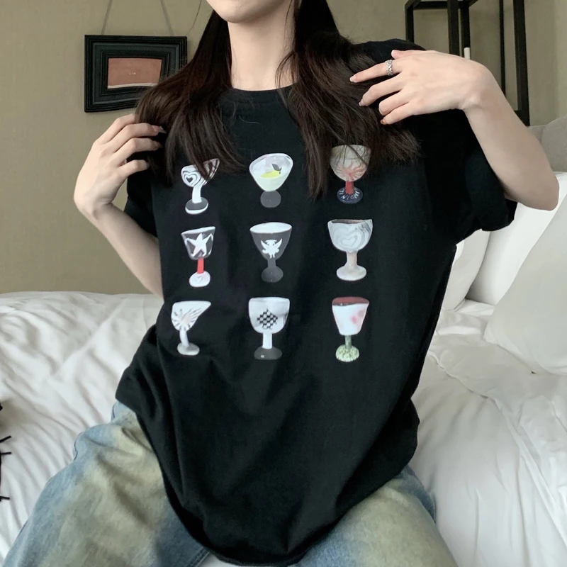 2022 New Summer Casual Women T-shirt Fashion Mug Print Tee Blusas Female Cotton Round Neck Black White Blouses Tops Mujer
2022 New Summer Casual Women T-shirt Fashion Mug Print Tee Blusas Female Cotton Round Neck Black White Blouses Tops Mujer