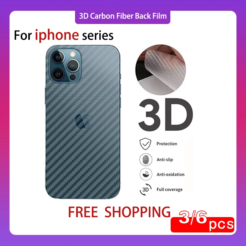 3/6PCS 3D Carbon Fiber Matte Rear Film For iphone 13 12 Mini 11 Pro XR X XS Max 7 8 Plus Scratch Resistant Phone Sticker For13
3/6PCS 3D Carbon Fiber Matte Rear Film For iphone 13 12 Mini 11 Pro XR X XS Max 7 8 Plus Scratch Resistant Phone Sticker For13