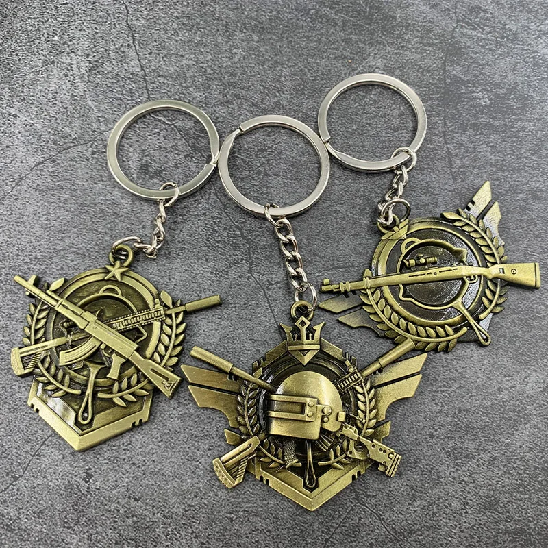 

PUBG Keychain Game Playerunknown's Battlegrounds Medal Backpack Helmet Pan 98K Pendant Fans Gift Men Car Key Ring Accessories