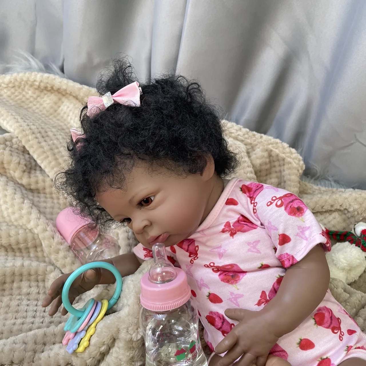 20Inch Finished African American Doll Lanny Black Skin Reborn Baby Newborn With Rooted Hair Handmade Toy Gift For Girls
20Inch Finished African American Doll Lanny Black Skin Reborn Baby Newborn With Rooted Hair Handmade Toy Gift For Girls