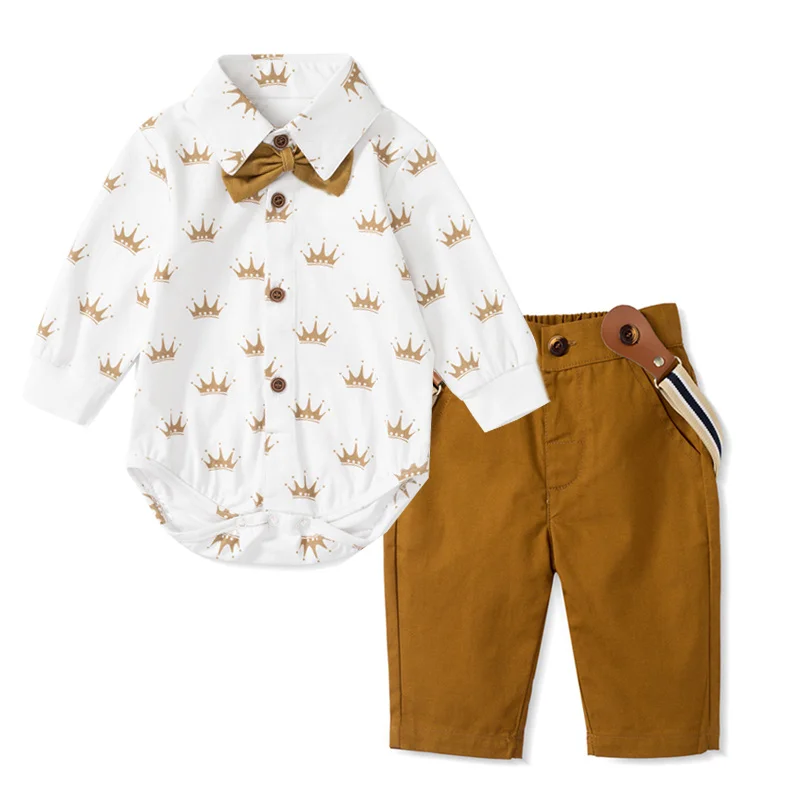 Printed Newborn Boys Baby Set Clothes Long Sleeve Romper + Stripe Strap Pants Cotton Infant Children Suit 3 6 9 12 18 24 Months
Printed Newborn Boys Baby Set Clothes Long Sleeve Romper + Stripe Strap Pants Cotton Infant Children Suit 3 6 9 12 18 24 Months