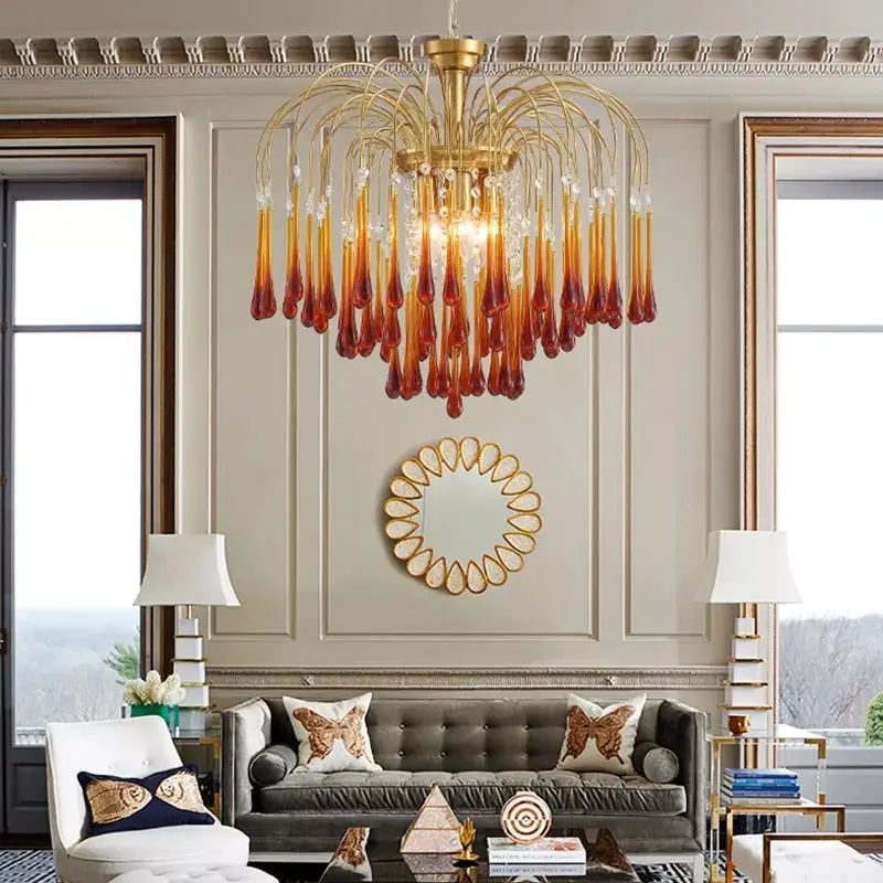 Retro Luxury Chandeliers Water Drop Pendant Lamp Gold Crystal Hanging Lighting for Living Room Bedroom Romantic Home Decor
Retro Luxury Chandeliers Water Drop Pendant Lamp Gold Crystal Hanging Lighting for Living Room Bedroom Romantic Home Decor