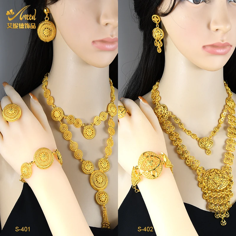 ANIID Dubai 24K Gold Plated Luxury Woman Jewelry Set Moroccan Nigerian Bride Wedding Necklace Jewellery Gift Indian Necklace Set
ANIID Dubai 24K Gold Plated Luxury Woman Jewelry Set Moroccan Nigerian Bride Wedding Necklace Jewellery Gift Indian Necklace Set