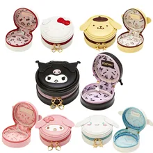 Kawaii Sanriod Anime Series Cinnamoroll Kuromi My Melody Pom Pom Purin HelloKittys Round Storage Jewelry Box Earphone Coin Purse