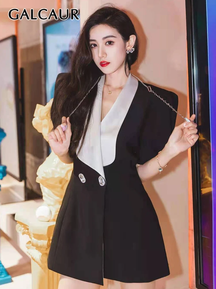 GALCAUR V Neck Blazer Dress For Women Loose Long Sleeve Patchwork Bowknot Cut Out High Waist Mini Dresses Female 2022 Clothing
GALCAUR V Neck Blazer Dress For Women Loose Long Sleeve Patchwork Bowknot Cut Out High Waist Mini Dresses Female 2022 Clothing