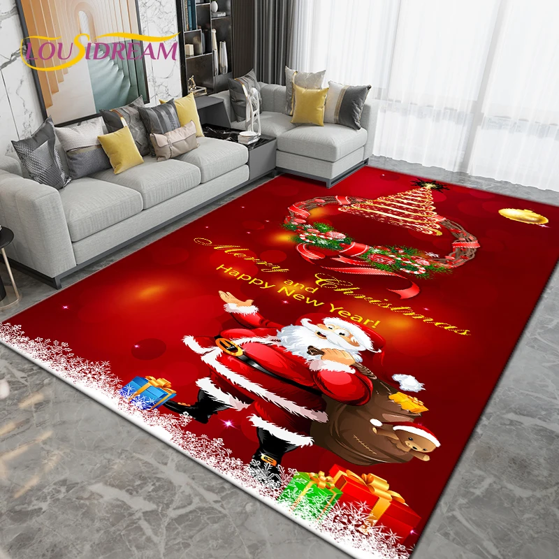 

Christmas Decor Area Rug,Santa Claus Carpet Christmas Tree Rug for Living Room Bedroom,Doormat Kitchen Non-slip Floor Mat Gift