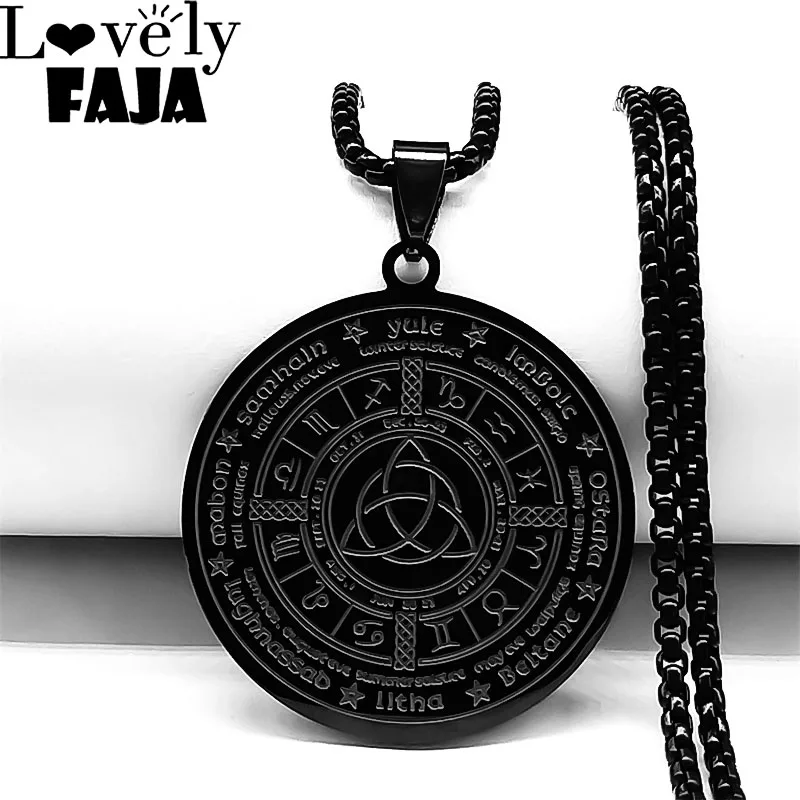 Witchcraft Astrology Stainless Steel Divination Irish Knot Chain Necklace Black Color Necklaces Jewelry N2273S03
Witchcraft Astrology Stainless Steel Divination Irish Knot Chain Necklace Black Color Necklaces Jewelry N2273S03