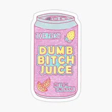 Dumb Juice Can 5PCS Stickers for Luggage Laptop Art Room Water Bottles Print Decor Anime Decorations Home Bumper Cartoon Kid
