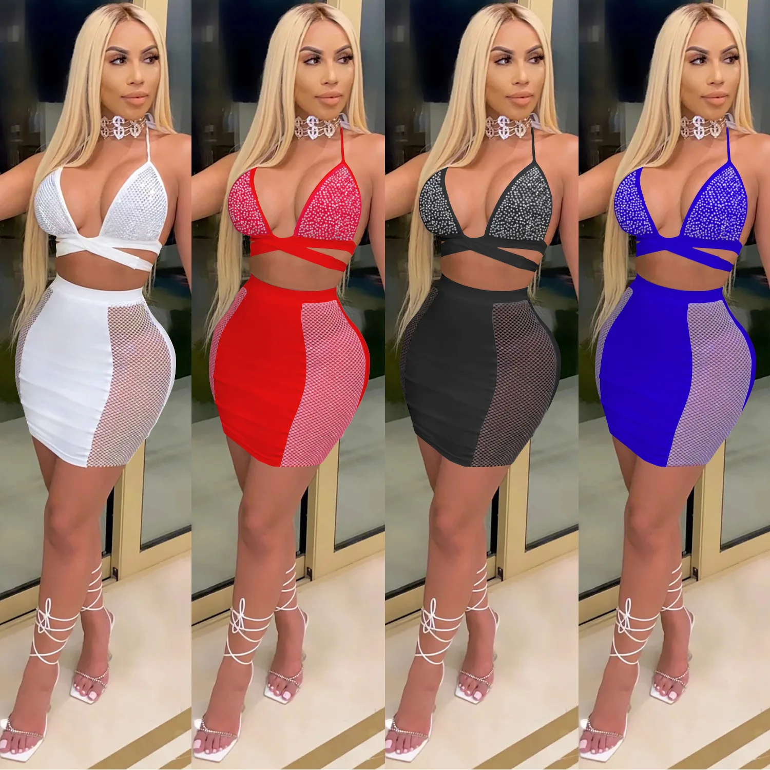 WEIN Wholesale Items for Resale Bra Top Black Diomand Rhinstone Mesh Mini Skirt Two Peice Set Bandage Summer Outfit 2022
WEIN Wholesale Items for Resale Bra Top Black Diomand Rhinstone Mesh Mini Skirt Two Peice Set Bandage Summer Outfit 2022