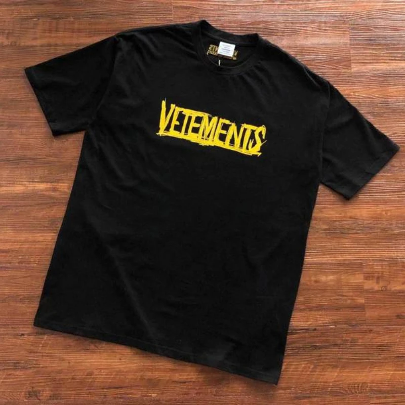 

Summer new Yellow Vetements Logo T-shirt Men Women 1:1 High Quality 2023ss Casual T Shirt Top Tees